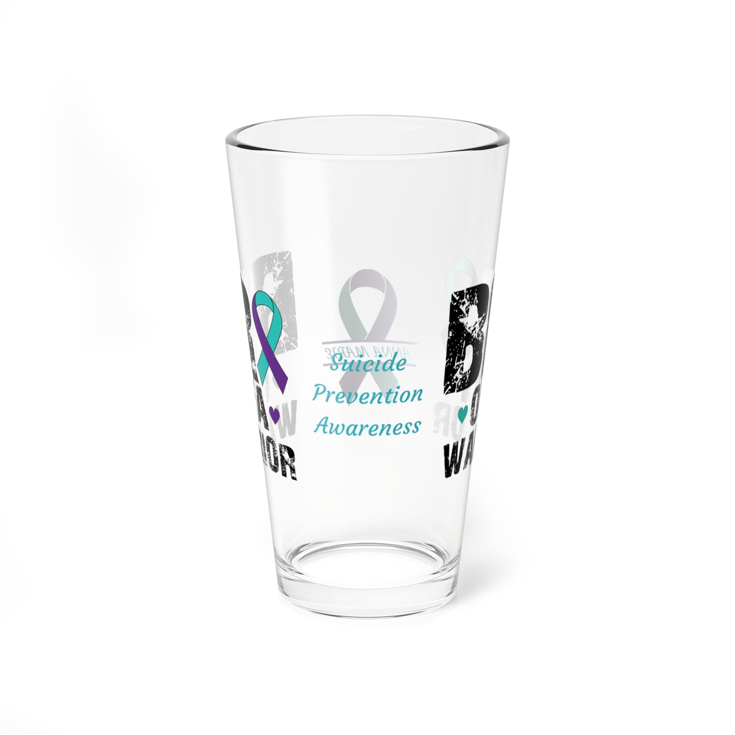 Bro of a Warrior: Personalized Suicide Prevention Awareness Warrior Pint Glass - Proud Family Member