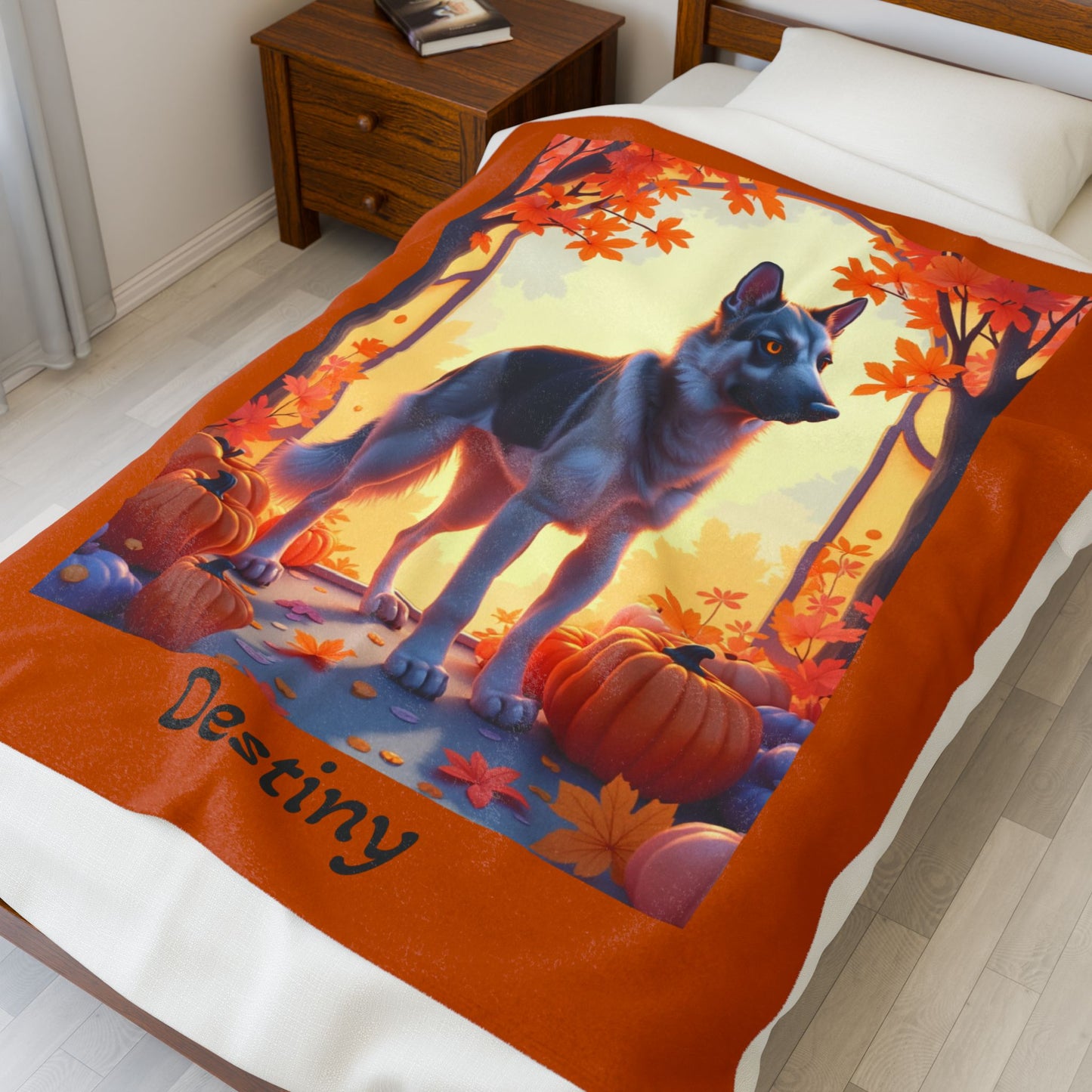 Black and Silver German Shepherd velveteen plush blanket, custom dog throw for GSD owners - MySisterIsASurvivor