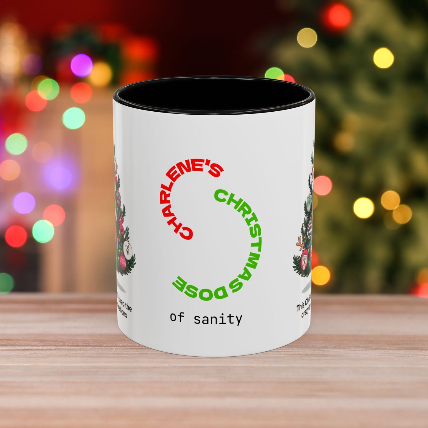 This Christmas, Let's Keep The Crazy To The Decorations - Humorous Christmas Mug with Accent Color