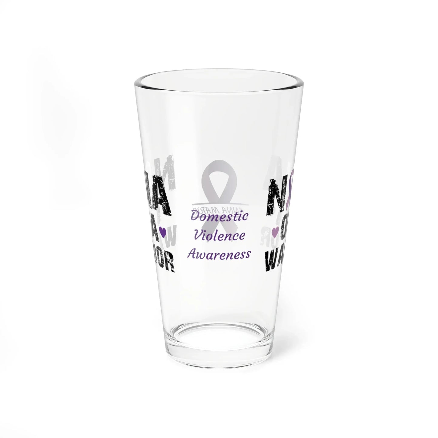 Shop our premium nana of a warrior domestic violence awareness pint glass 16oz from MySisterIsASurvivor.