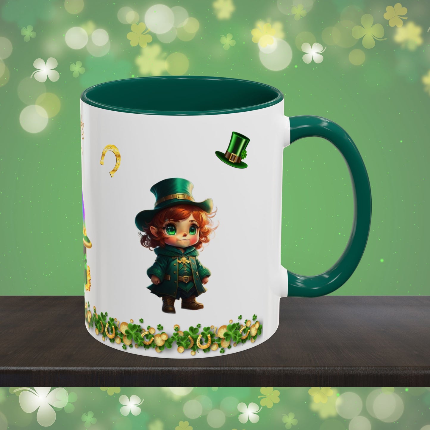 Mystical Leprechaun Magic: St. Patrick's Day Two-Tone Coffee Mug - Festive Ceramic Mug for Positivity & Mindfulness