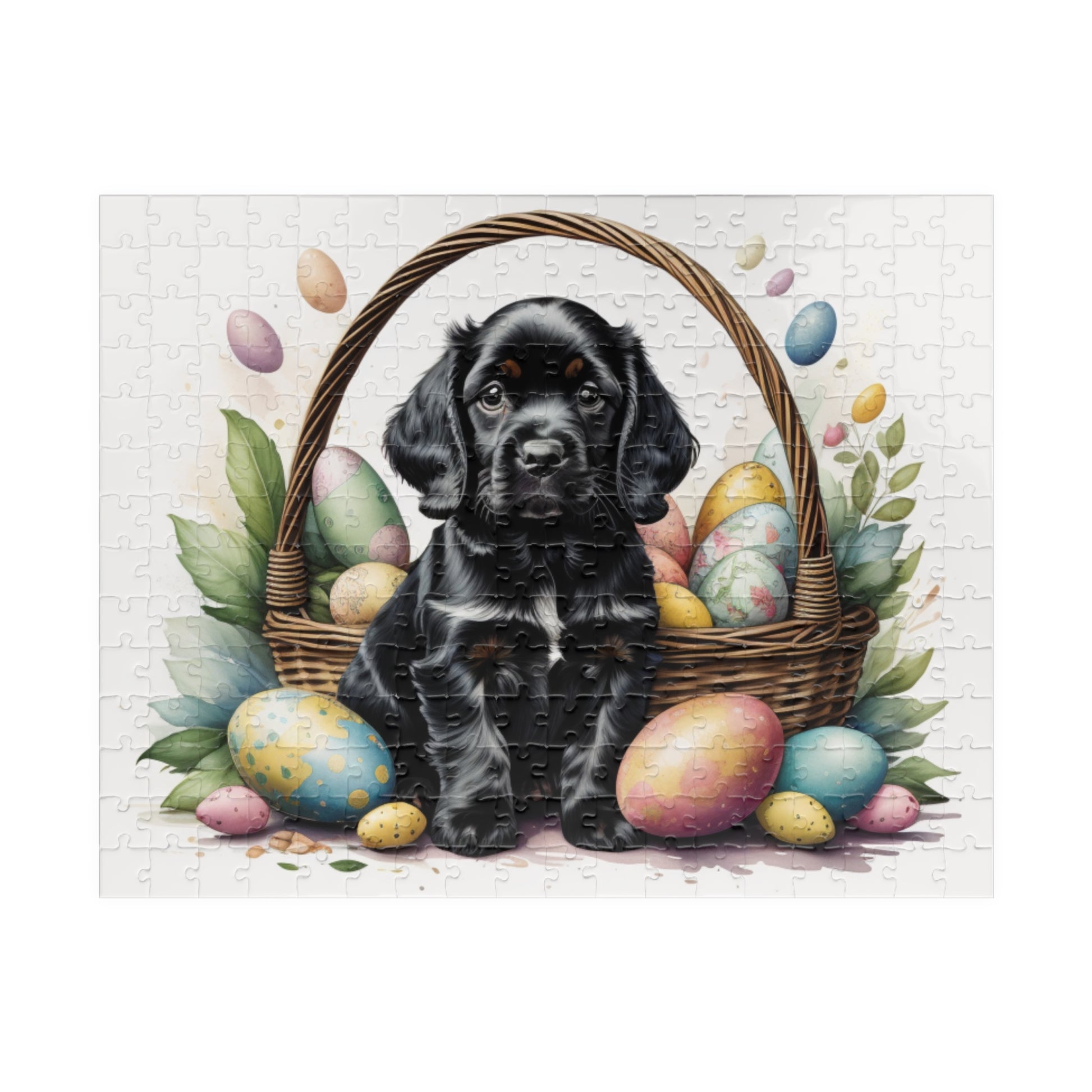 Cocker Spaniel (Black) Easter Puppy Puzzle - Dog Lovers, Mental Health Benefits, Holiday Fun, Mindfulness, Stress Relief, Festive Gift