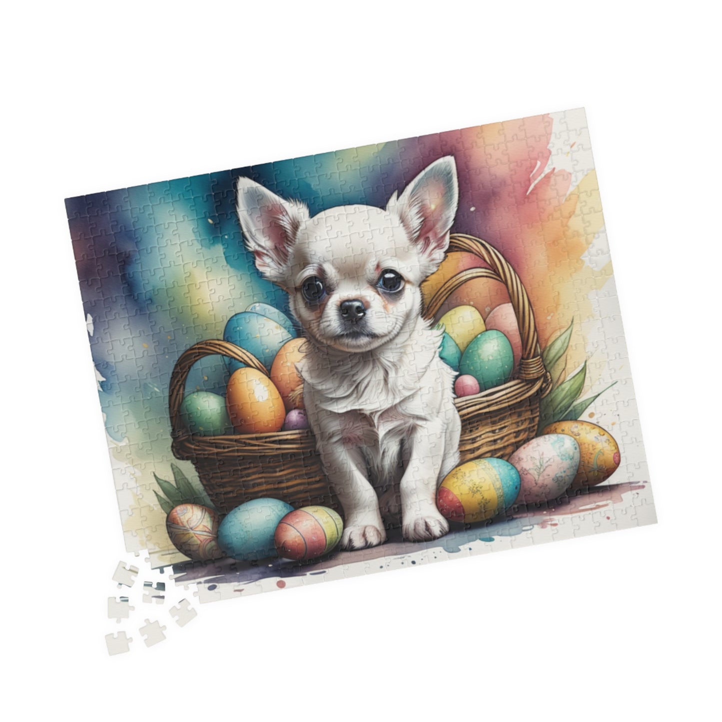 Chihuahua (White) Easter Puppy Puzzle - Dog Lovers, Mental Health Benefits, Holiday Fun, Mindfulness, Stress Relief, Festive Gift