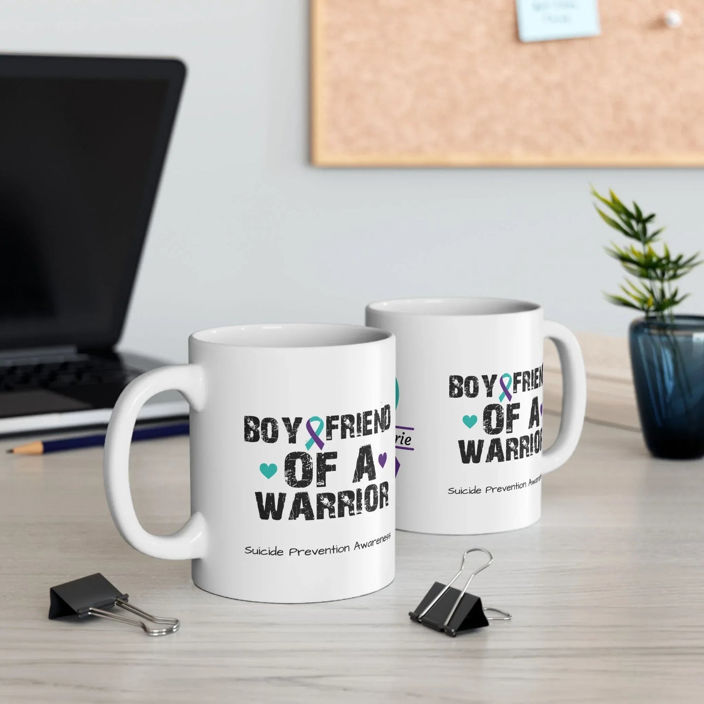 Shop our premium boyfriend of a warrior suicide prevention awareness ceramic mug 11oz 15oz from MySisterIsASurvivor.