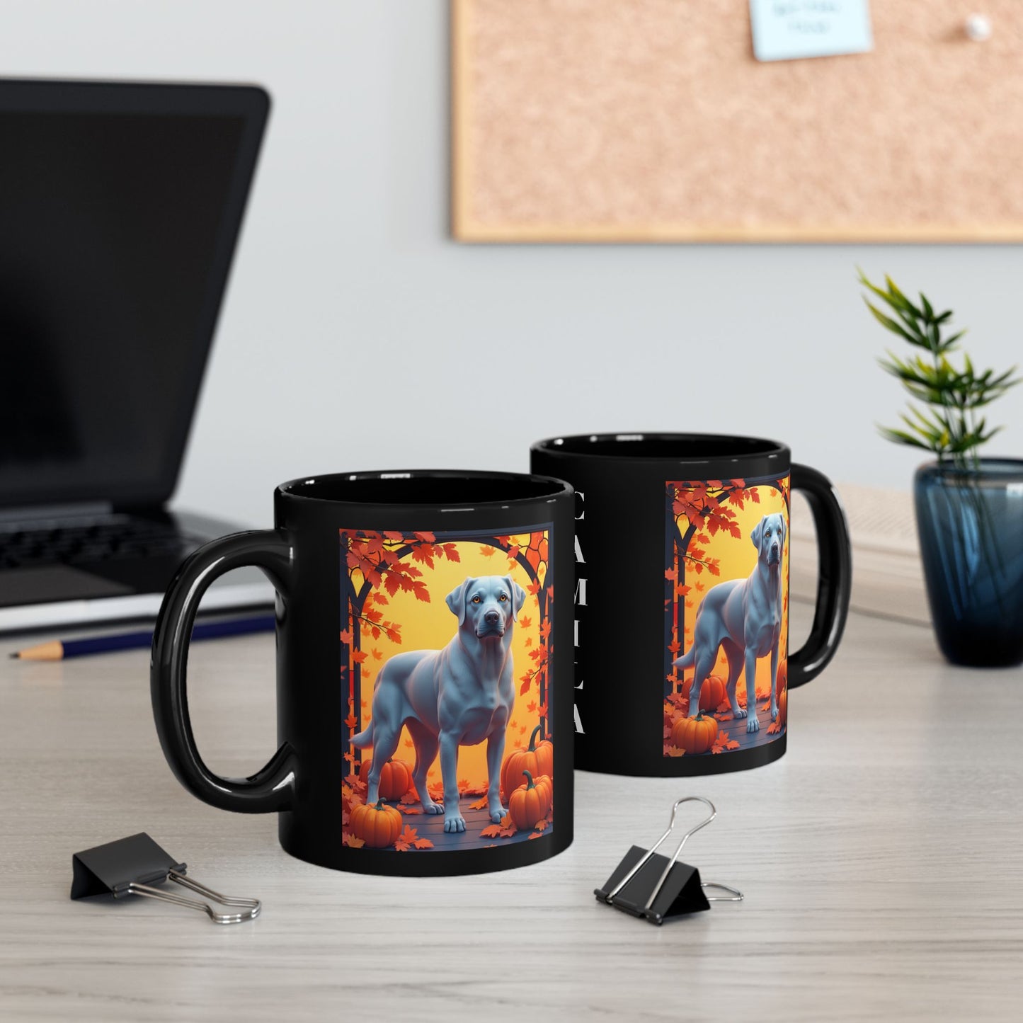Silver Labrador autumn mug, personalized coffee cup for dog lovers, cozy fall drinkware - MySisterIsASurvivor