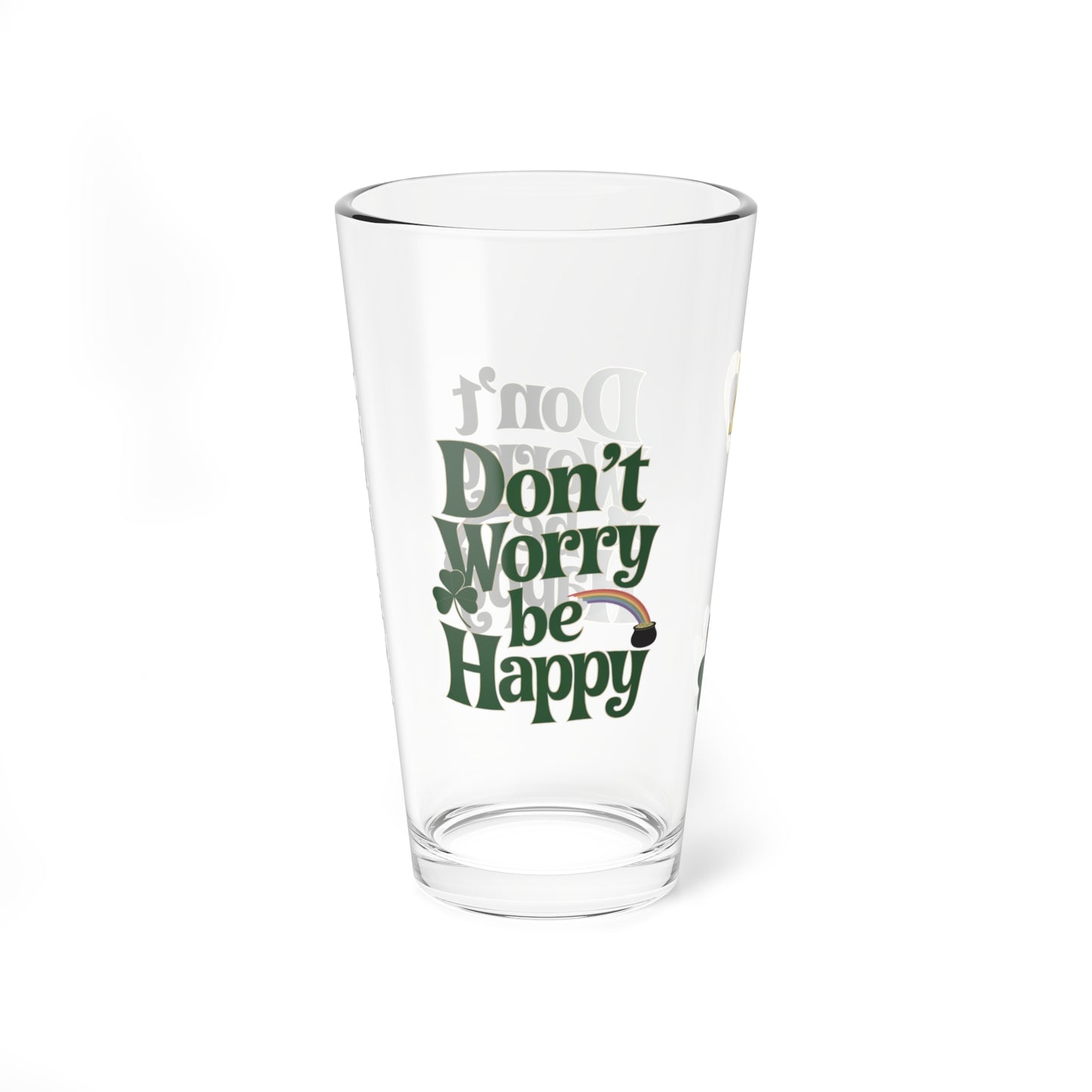 Don't Worry Be Happy: Personalized St. Patrick's Day Pint Glass - Customizable Name for Happiness and Positivity