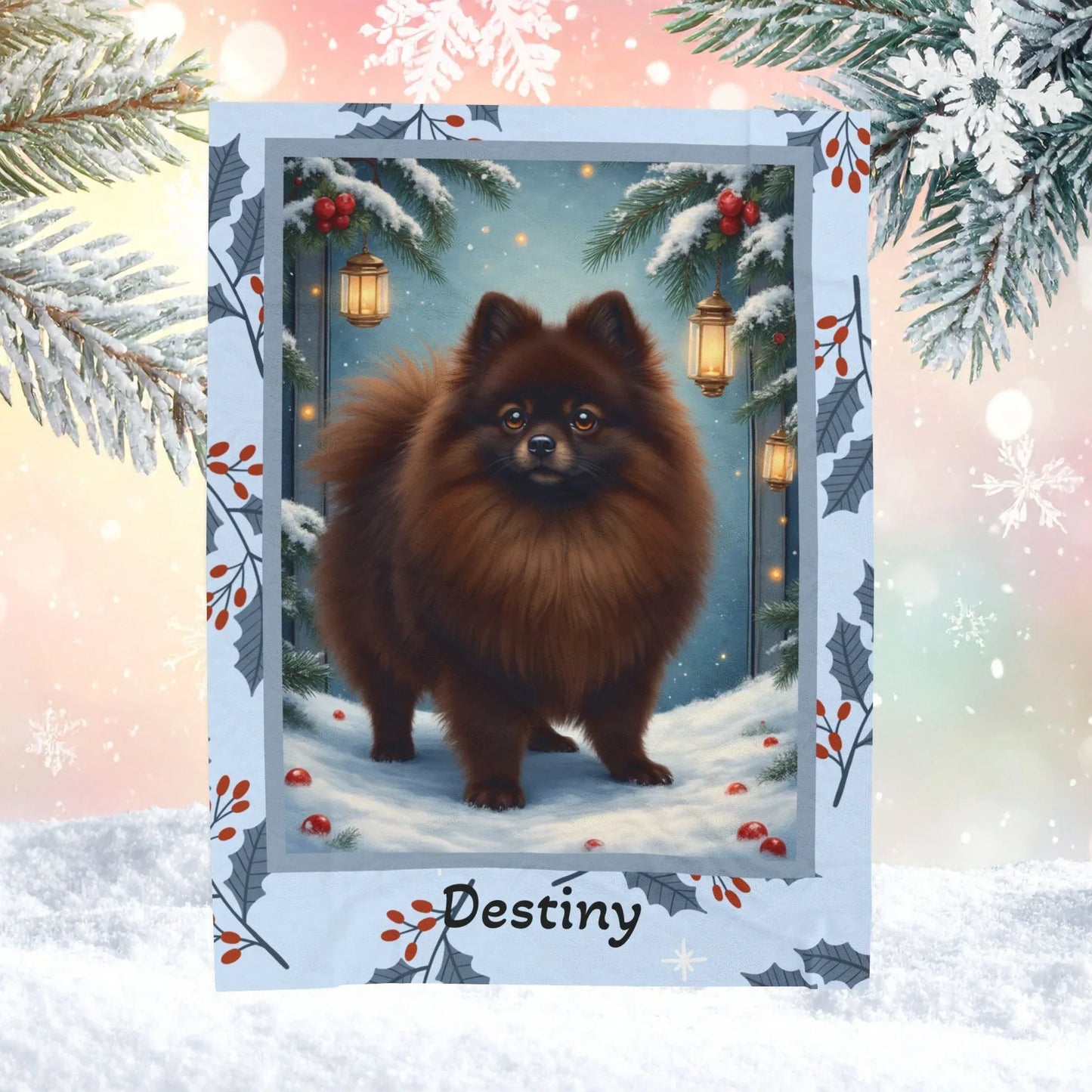 Shop our premium pomeranian chocolate winter dog lovers lodge blanket from MySisterIsASurvivor.