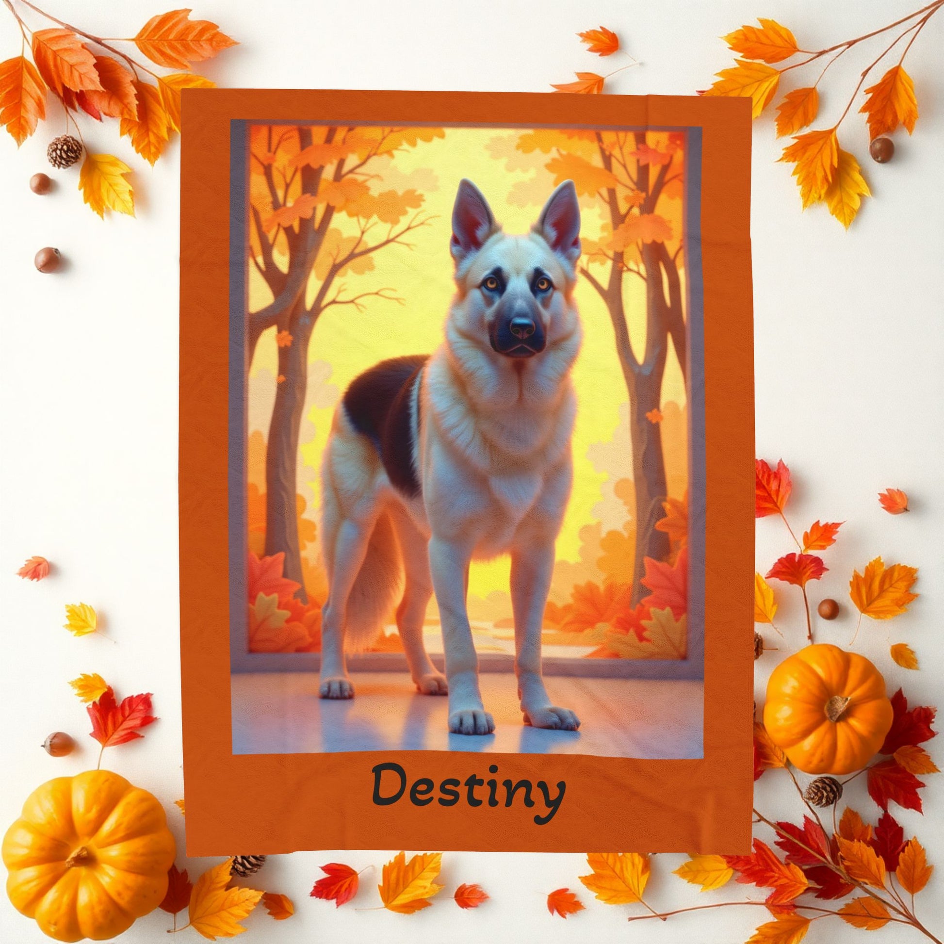 German Shepherd Black & Cream Coat Velveteen Blanket, Personalized Plush Dog Throw for GSD Fans