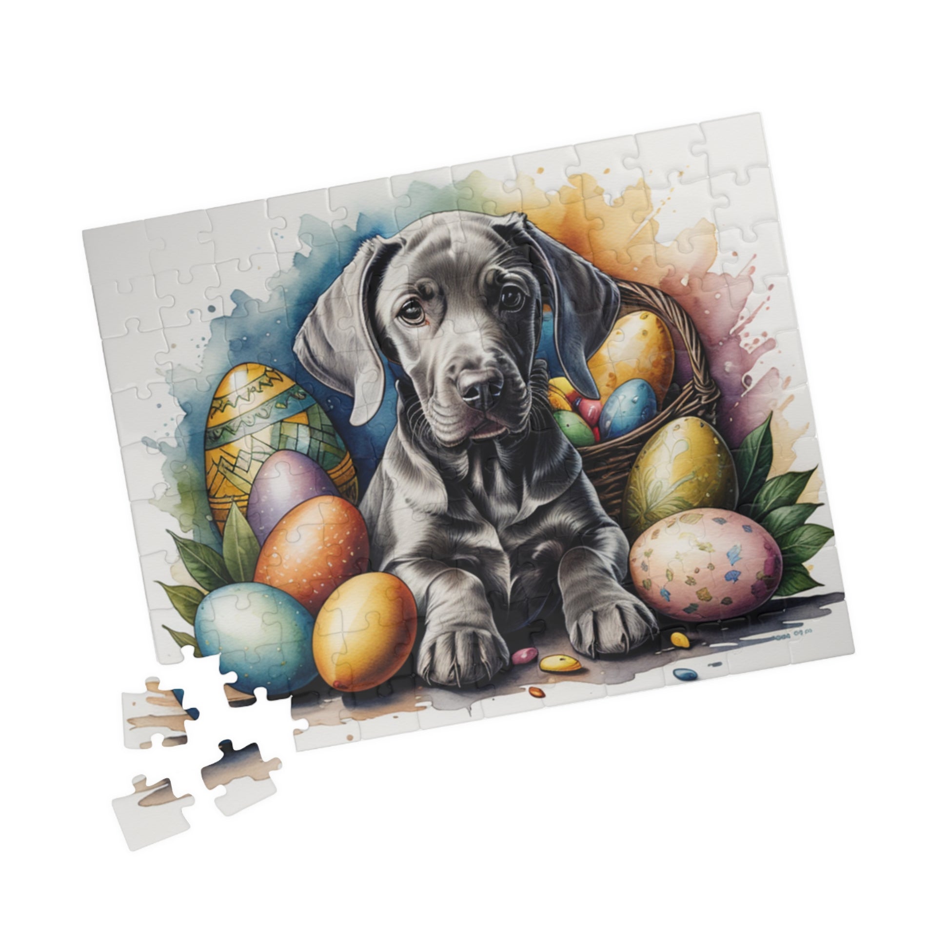 Weimaraner (Mouse Gray) Easter Puppy Puzzle - Dog Lovers, Mental Health Benefits, Holiday Fun, Mindfulness, Stress Relief, Festive Gift