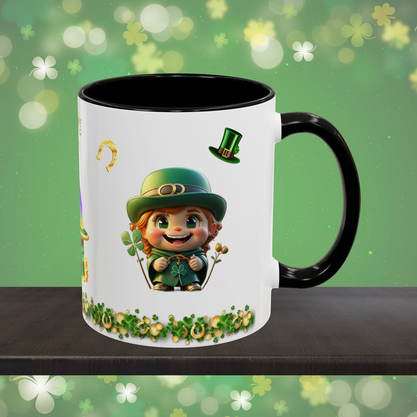 Serendipitous Leprechaun Laughter: St. Patrick's Day Two-Tone Coffee Mug - Festive Ceramic Mug for Positivity & Mindfulness
