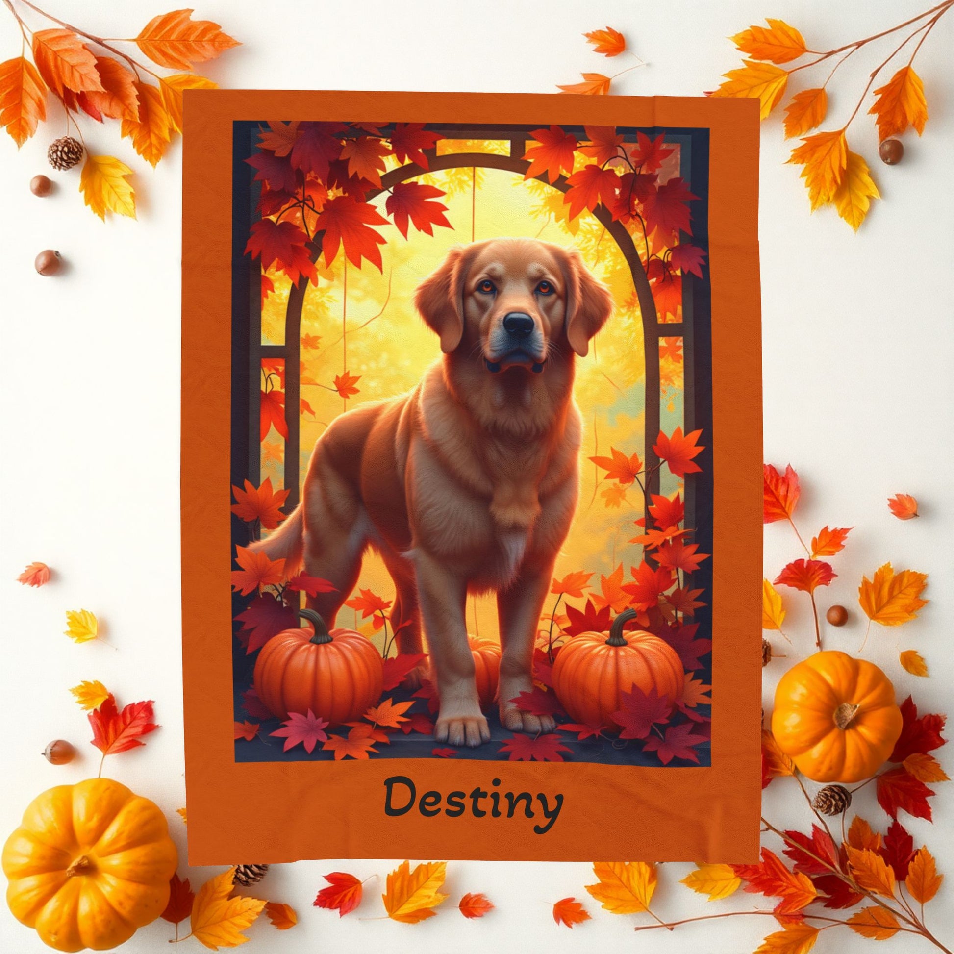 Golden Retriever Dark Coat Velveteen Plush Blanket, Personalized Dog Throw Gift