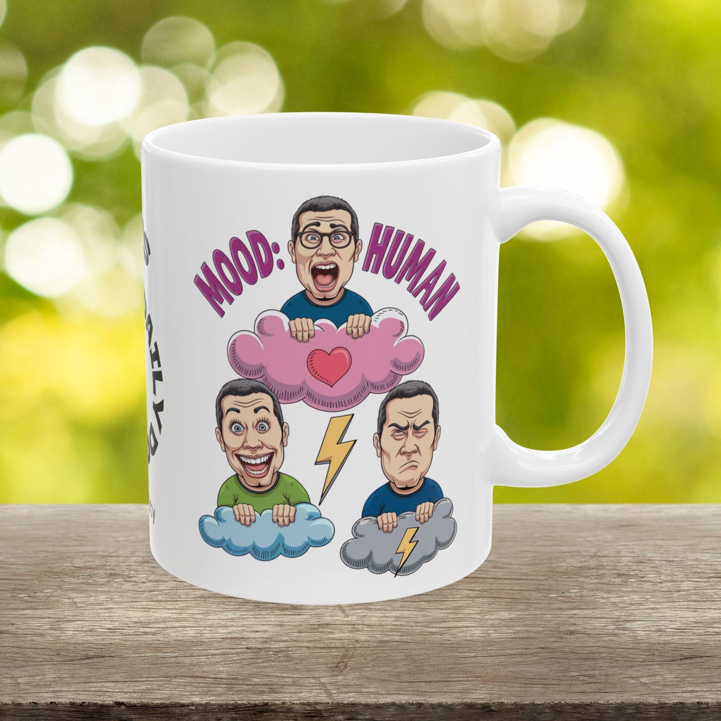 Mood: Human Funny Mental Health Mug, Stylish Ceramic Coffee Cup, Positive Affirmation Gift, Anxiety Relief, Self-Care Mug, Therapist Office Décor