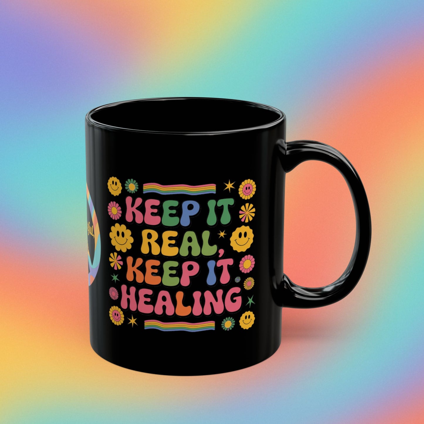 Keep It Real, Keep It Healing 70s Mental Health Coffee Mug, Positive Gift - MySisterIsASurvivor
