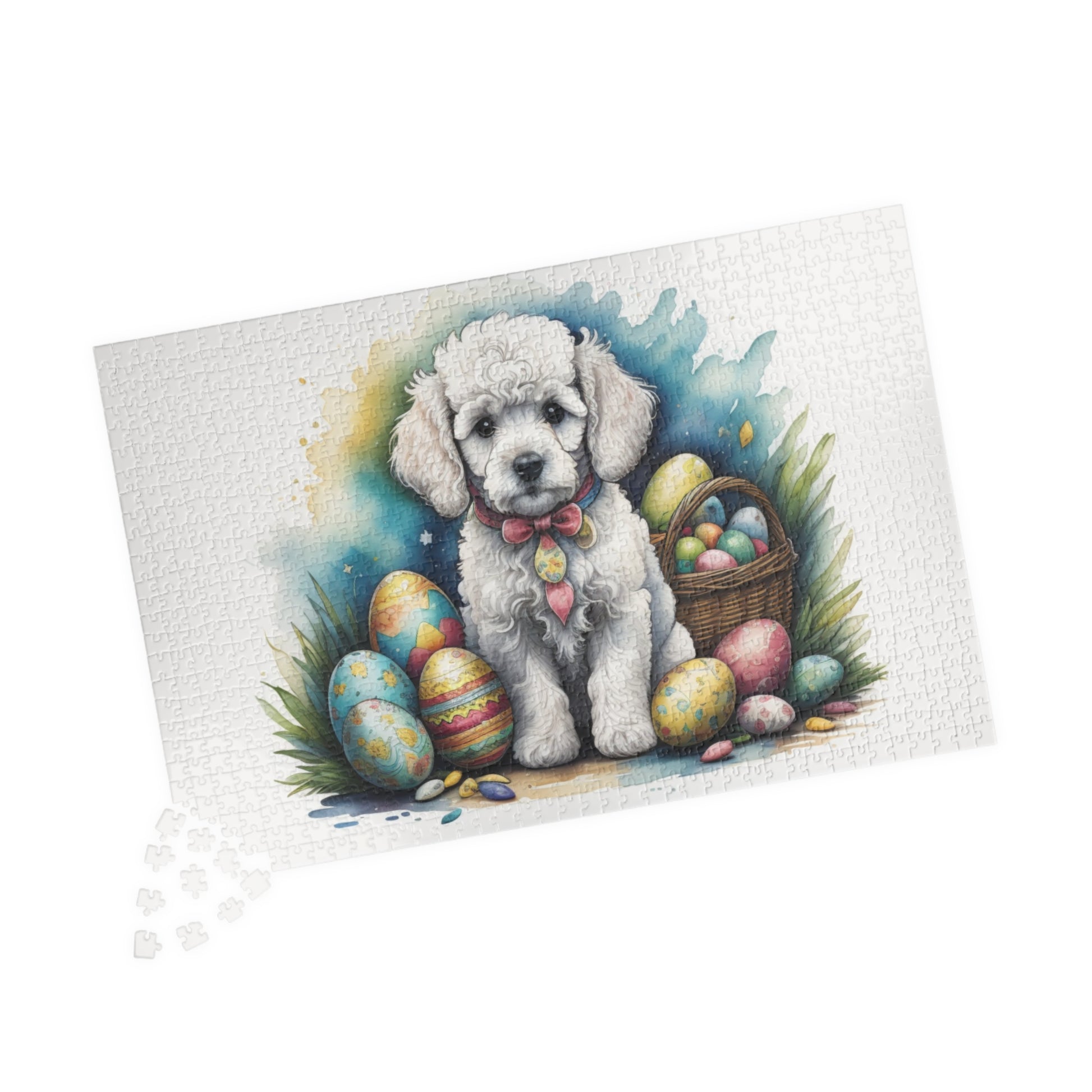 Poodle (White) Easter Puppy Puzzle - Dog Lovers, Mental Health Benefits, Holiday Fun, Mindfulness, Stress Relief, Festive Gift