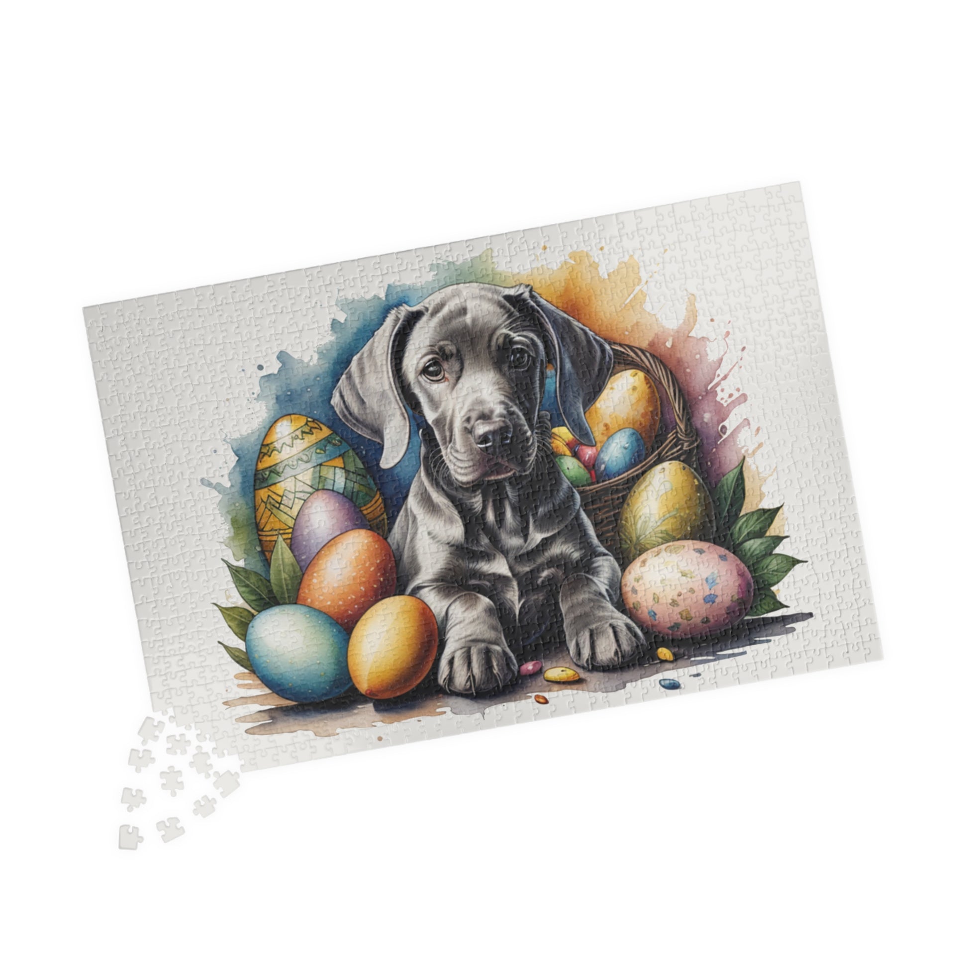 Weimaraner (Mouse Gray) Easter Puppy Puzzle - Dog Lovers, Mental Health Benefits, Holiday Fun, Mindfulness, Stress Relief, Festive Gift