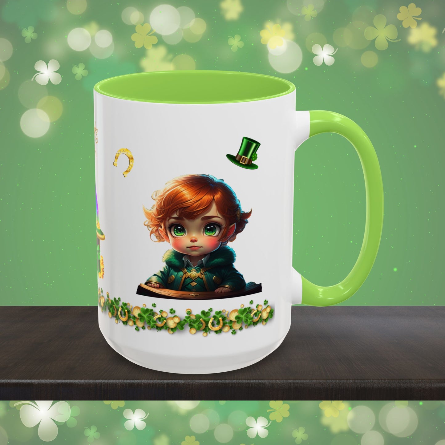 Leprechaun Labyrinth Logic: St. Patrick's Day Two-Tone Coffee Mug - Festive Ceramic Mug for Positivity & Mindfulness