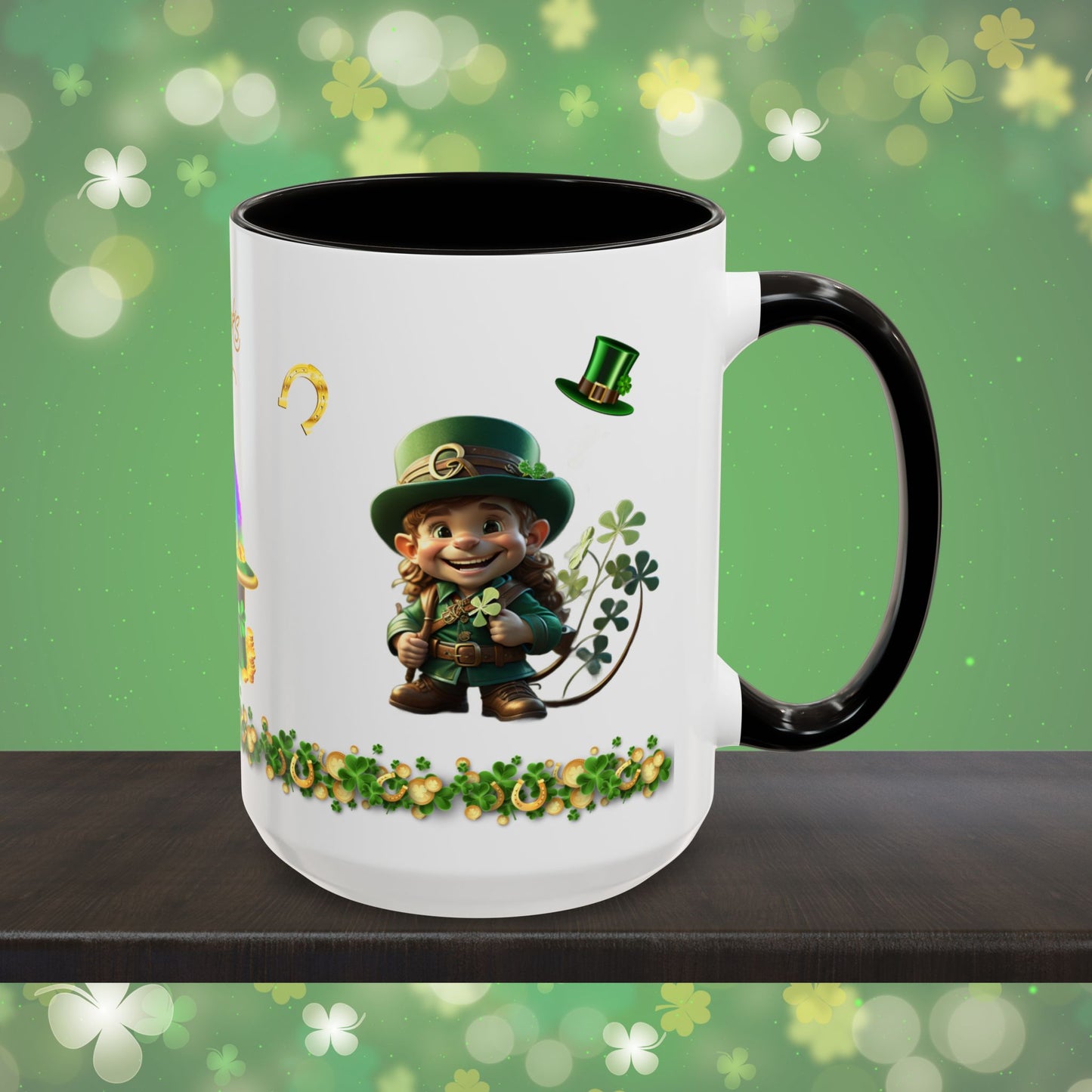 Little Luck Charm: St. Patrick's Day Two-Tone Coffee Mug - Festive Ceramic Mug for Positivity & Mindfulness