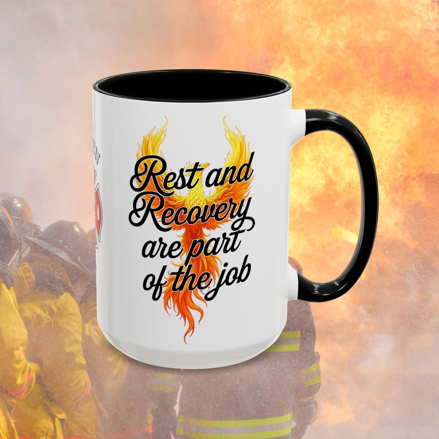 Rest and Recovery Matter burnout relief and healing mug for firefighters