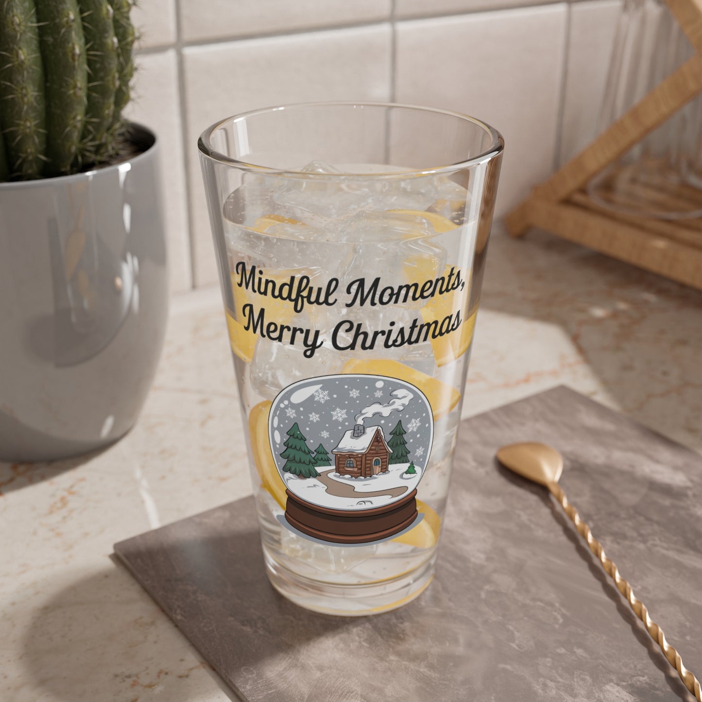 Mindful Moments, Merry Christmas, Christmas Pint Glass, 16oz