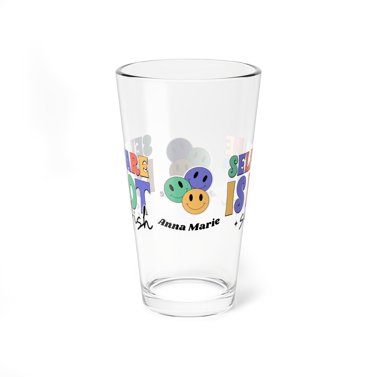 Self-Care is Not Selfish retro pint glass with personalized clear drinkware