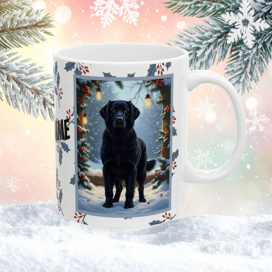 Shop our golden retriever black winter lodge mug featuring the 15oz style option from MySisterIsASurvivor.