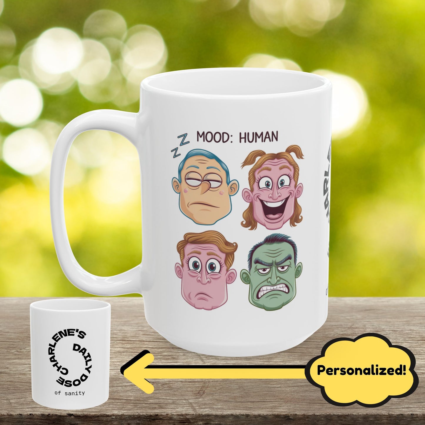 Mood: Human Funny Mental Health Mug, Stylish Ceramic Coffee Cup, Positive Affirmation Gift, Anxiety Relief, Self-Care Mug, Therapist Office Décor