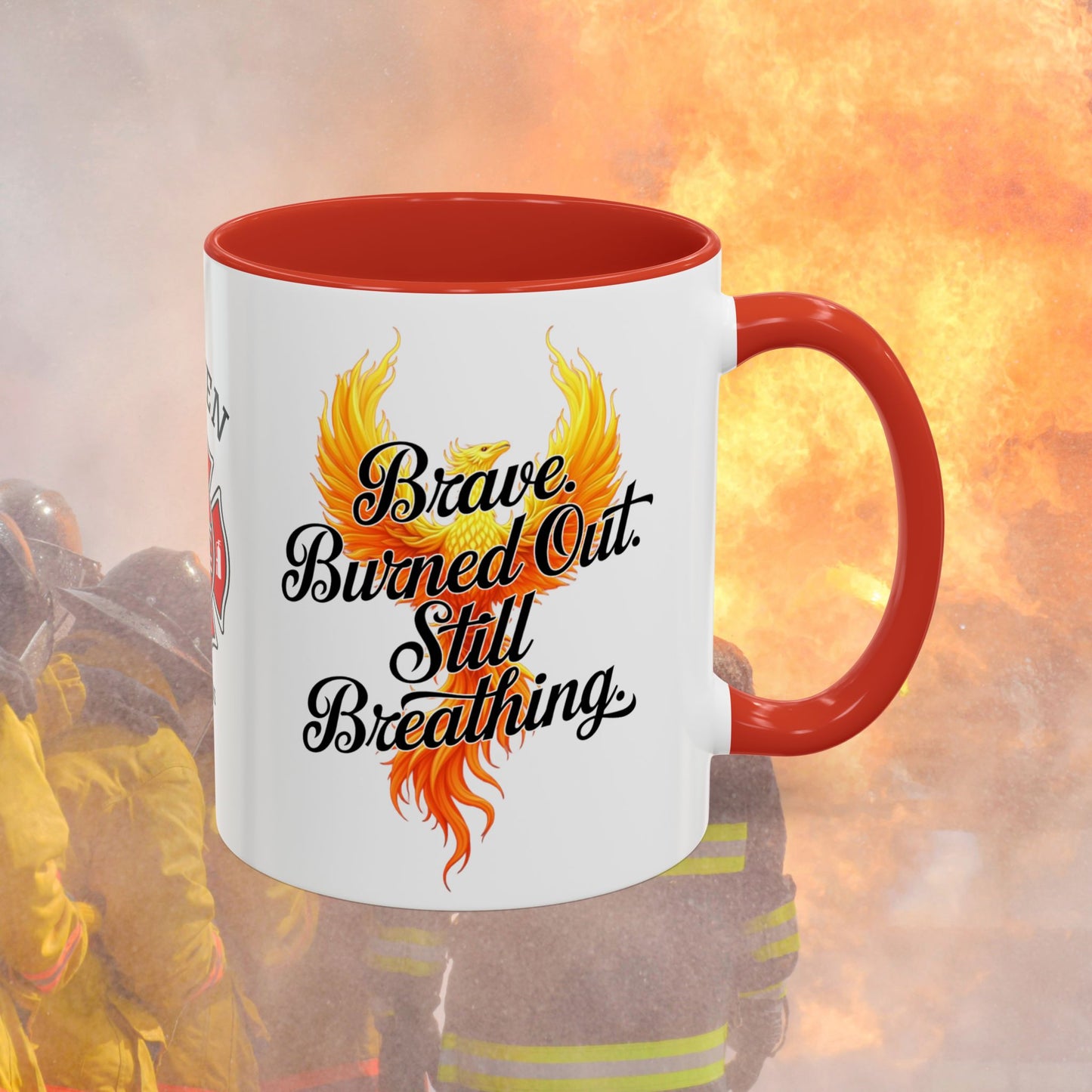 Firefighter Support Custom Mug - Brave. Burned Out. Still Breathing. | Mental Health & PTSD Awareness Gift