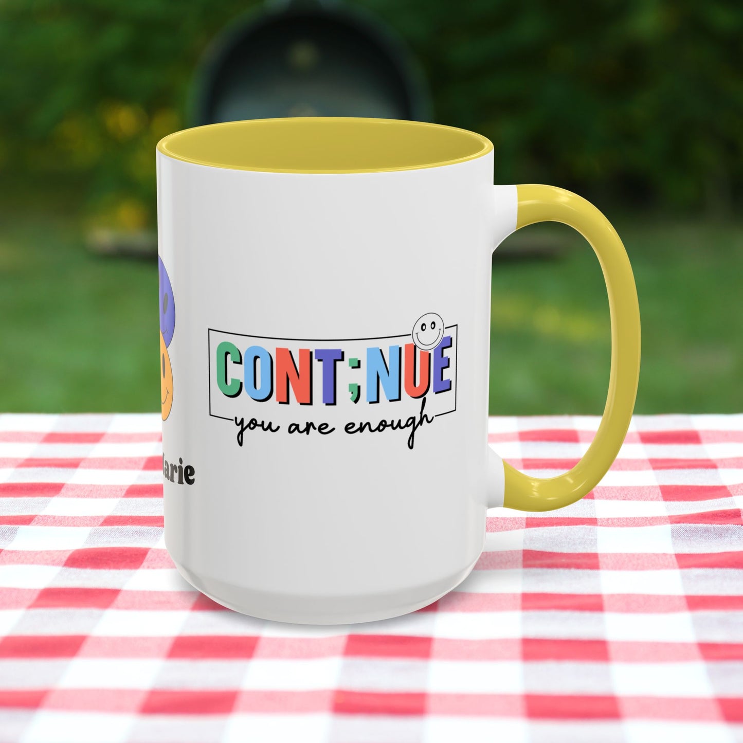 Continue, You Are Enough - Custom Retro Motivational Mug for Mental Health Support & Emotional Resilience