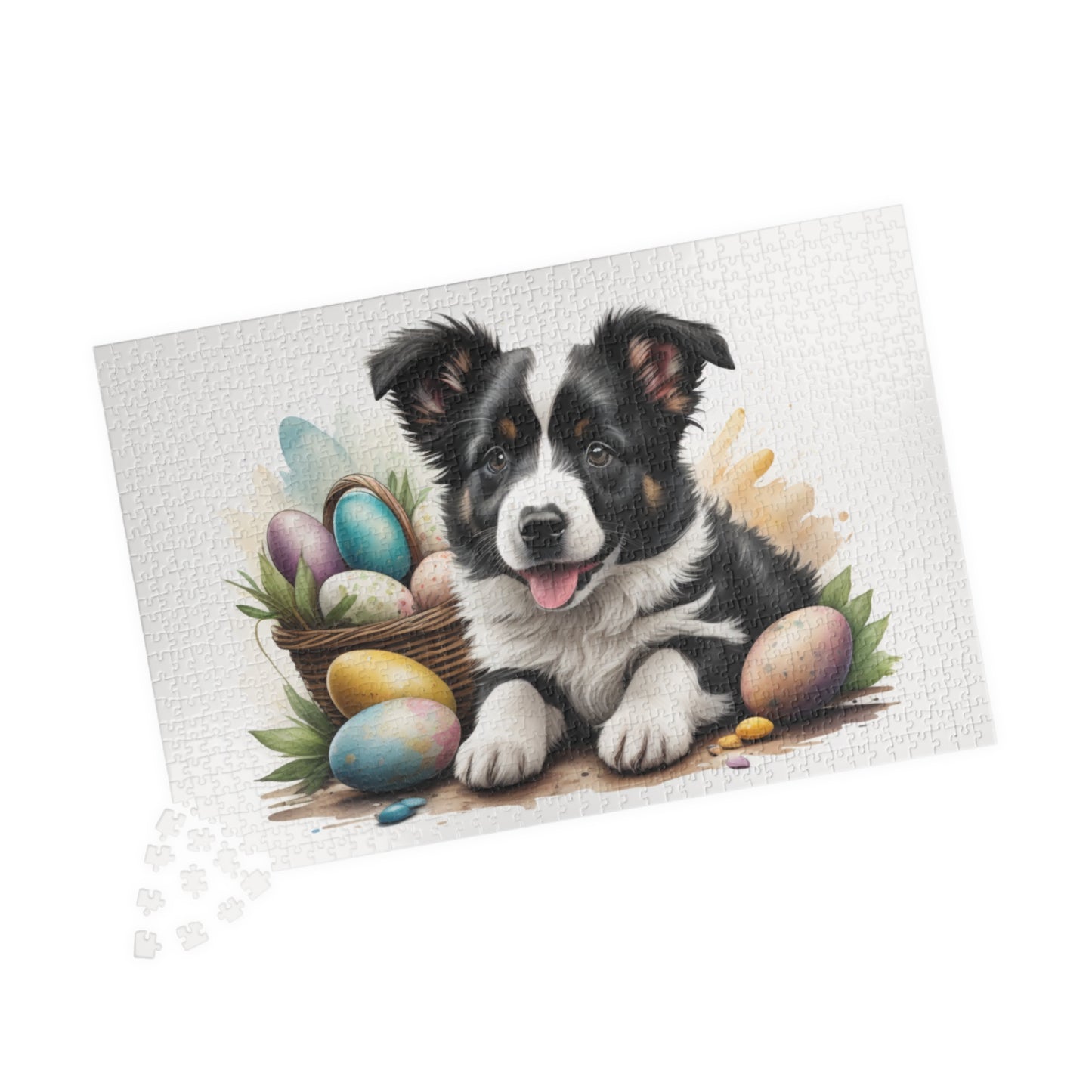 Border Collie (Black & White) Easter Puppy Puzzle - Dog Lovers, Mental Health Benefits, Holiday Fun, Mindfulness, Stress Relief, Festive Gift