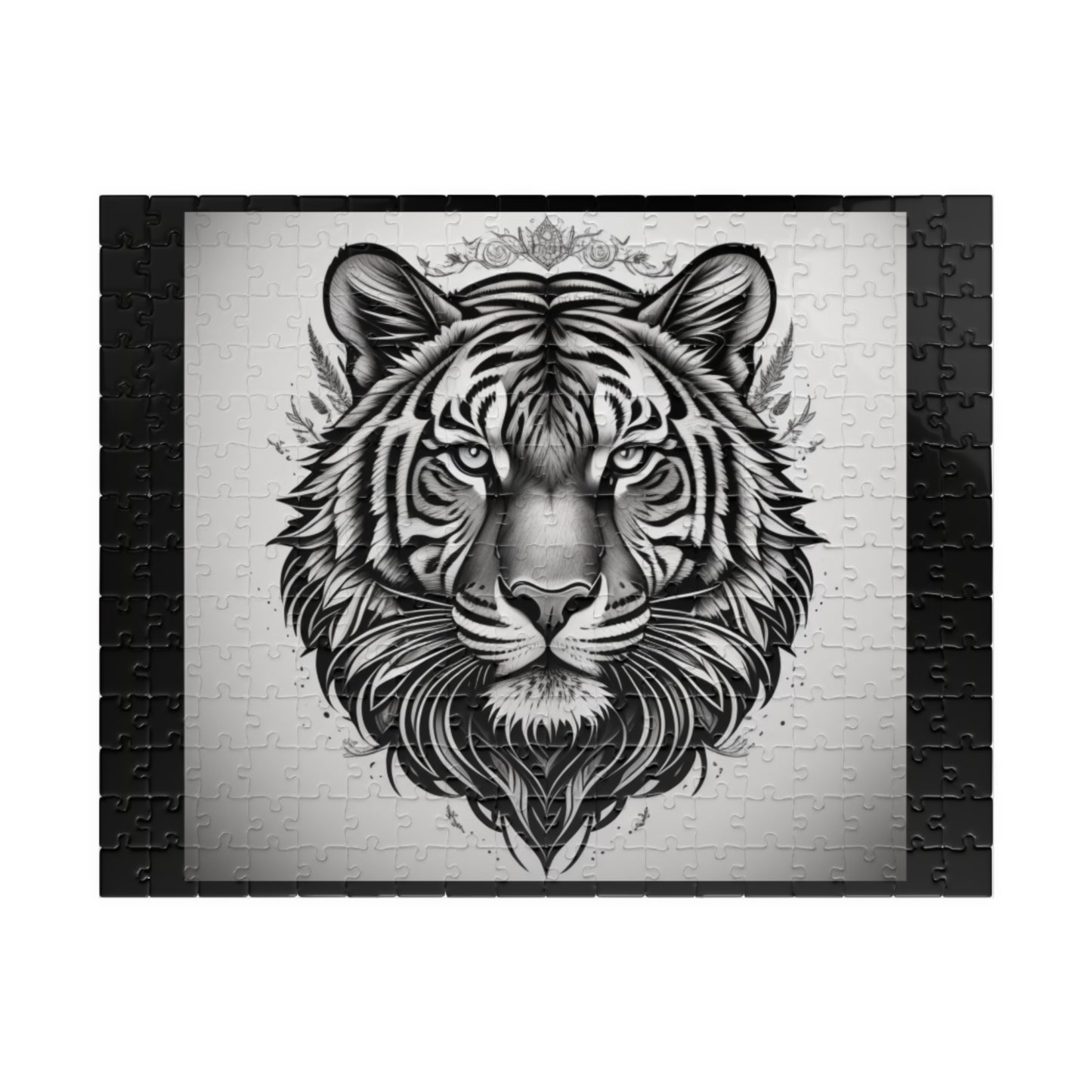 Tiger roaring with confidence in a jungle setting, featured in an inspiring jigsaw puzzle