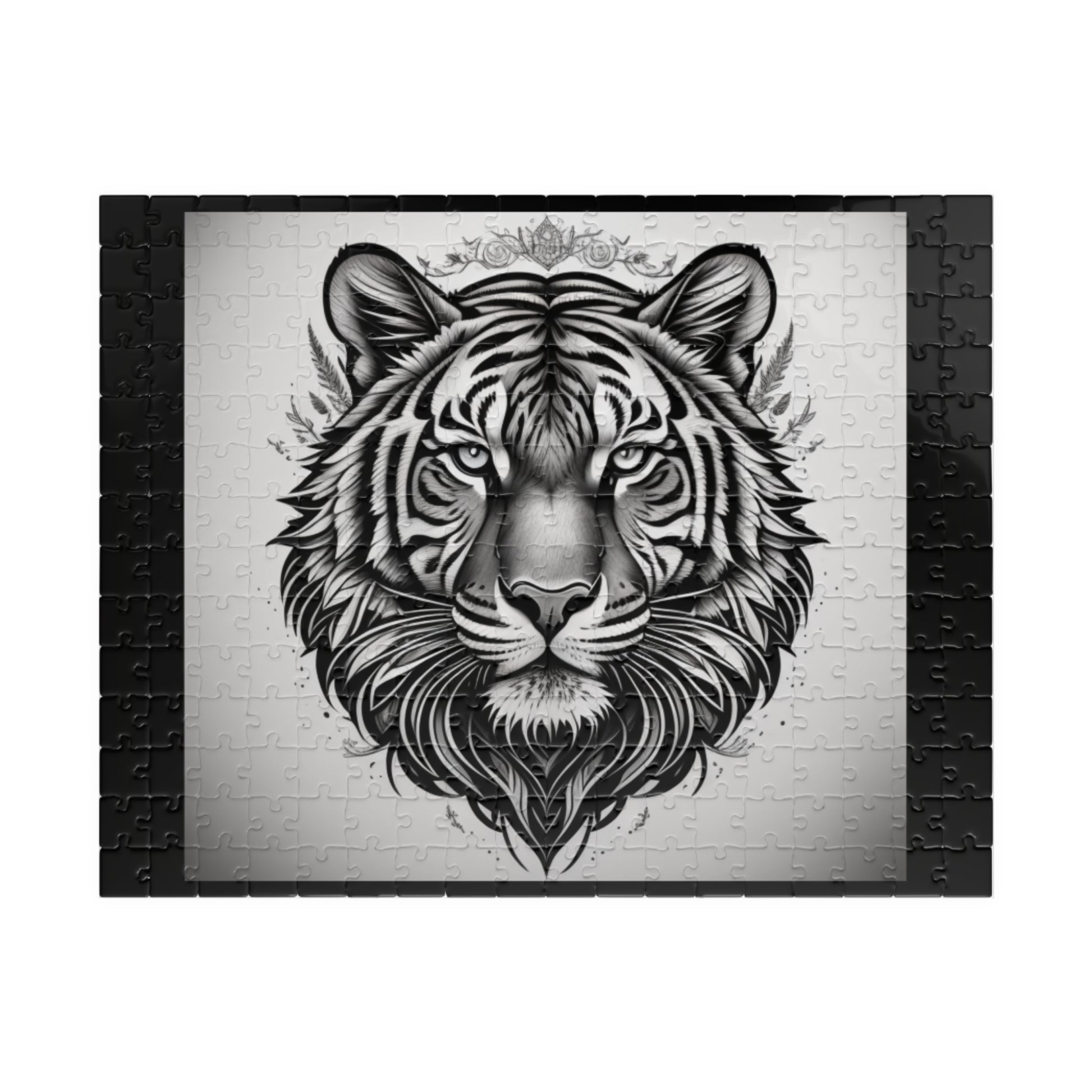 Tiger roaring with confidence in a jungle setting, featured in an inspiring jigsaw puzzle