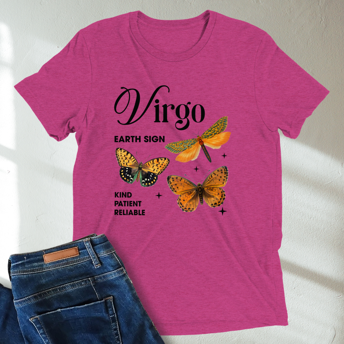 Virgo Butterfly Zodiac Unisex T-Shirt : Soft Tri-Blend Unisex Astrology Shirt | Celestial Horoscope Tee