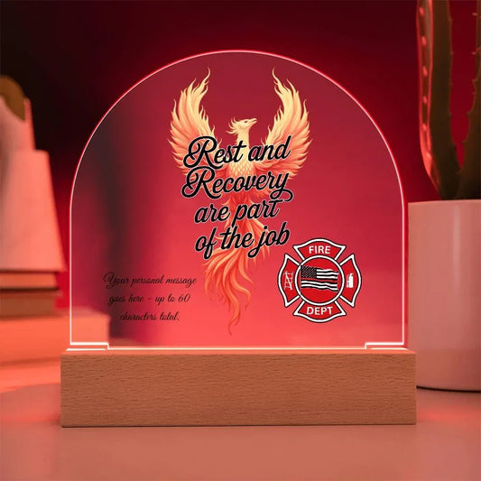 Shop our 7 acrylic dome plaque rest and recovery are part of the job featuring the Battery Powered LED Base style option from MySisterIsASurvivor.