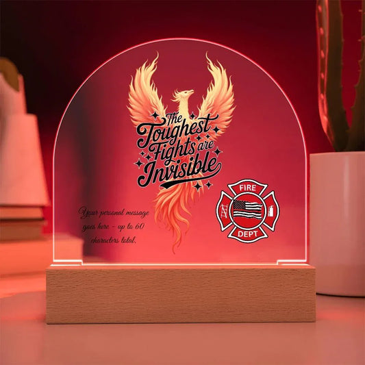 Shop our 7 acrylic dome plaque the toughest fights are invisible featuring the Battery Powered LED Base style option from MySisterIsASurvivor.