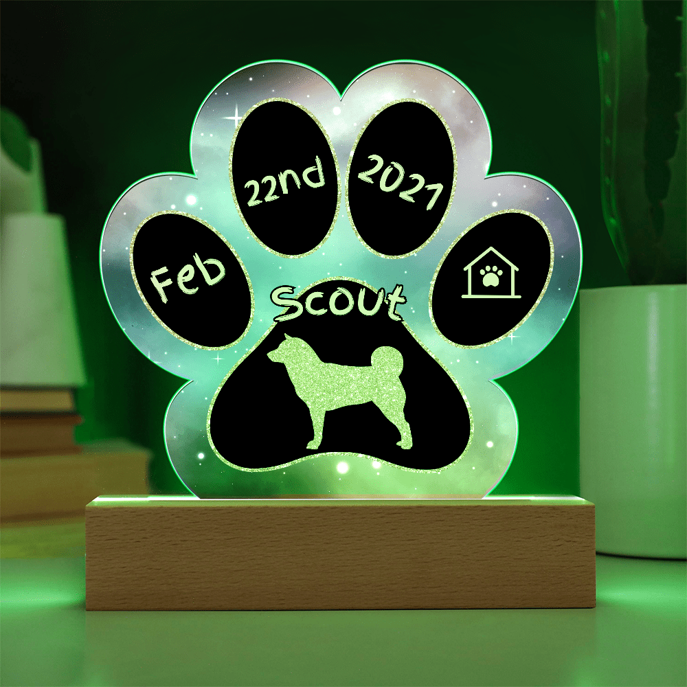 Akita Inu personalized Gotcha Day plaque - 7" acrylic paw print keepsake for dog lovers