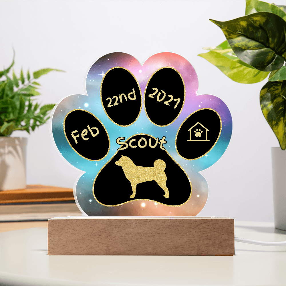 7" Acrylic Paw Print Plaque - Akita Inu Personalized Dog Gotcha Day Gift - Custom Dog Breed Gift