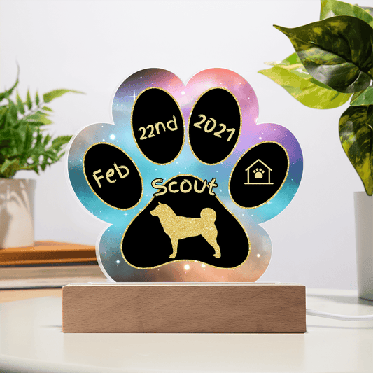 Akita Inu personalized Gotcha Day plaque - 7" acrylic paw print keepsake for dog lovers