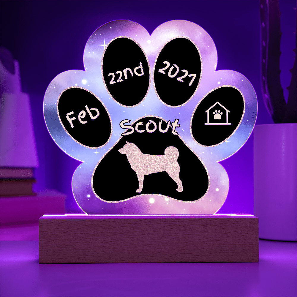 7" Acrylic Paw Print Plaque - Akita Inu Personalized Dog Gotcha Day Gift - Custom Dog Breed Gift