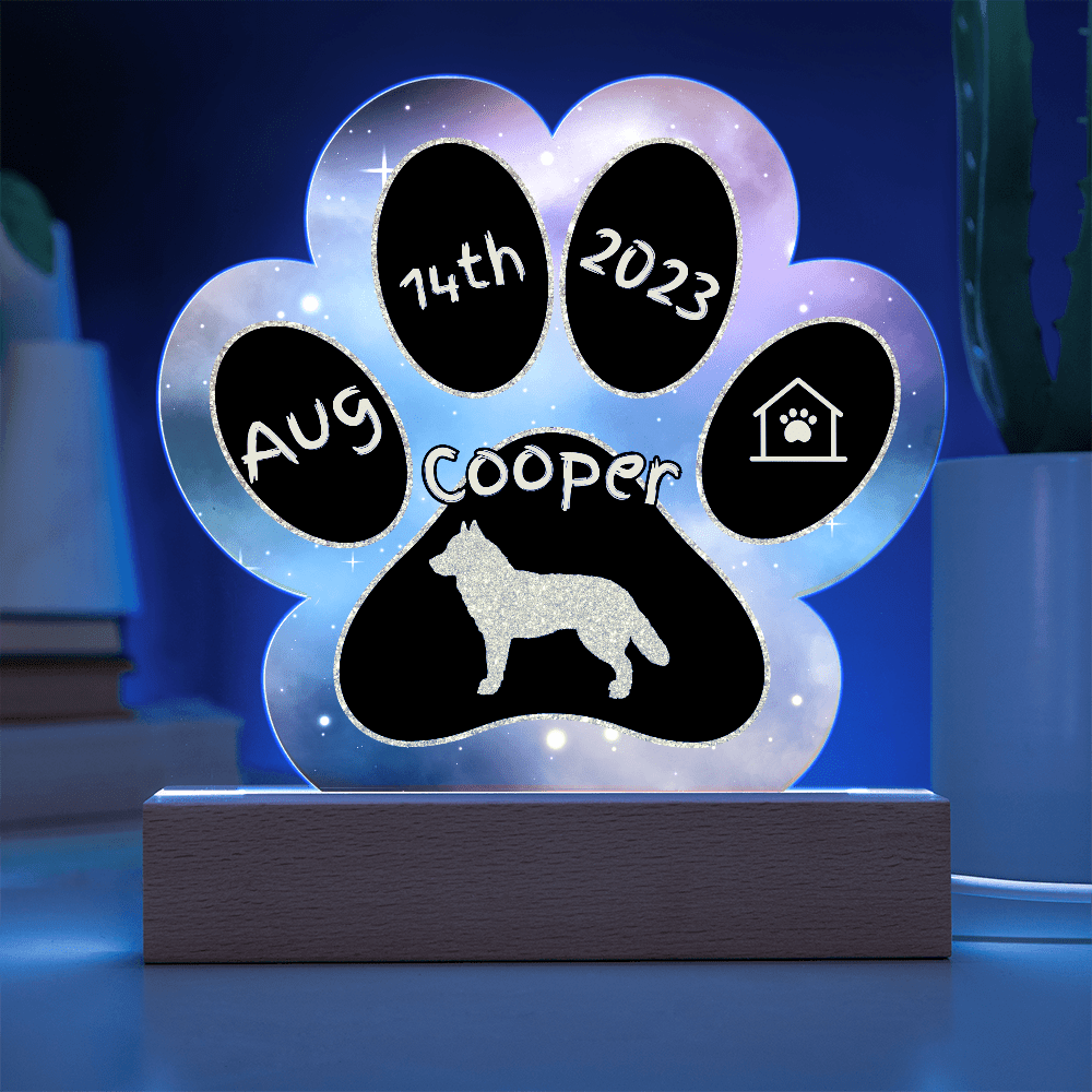 Alaskan Husky Gotcha Day plaque - 7" acrylic paw print personalized dog gift