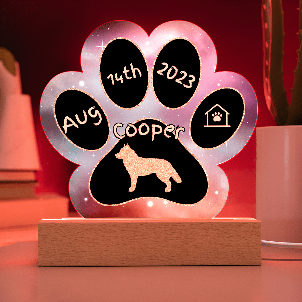 7" Acrylic Paw Print Plaque - Alaskan Husky Personalized Dog Gotcha Day Gift - Puppy Gotcha Day Display