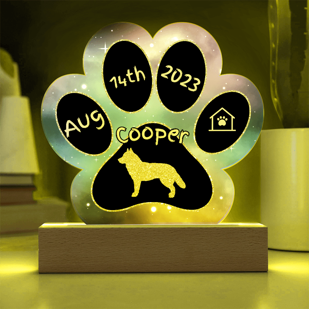 Alaskan Husky Gotcha Day plaque - 7" acrylic paw print personalized dog gift