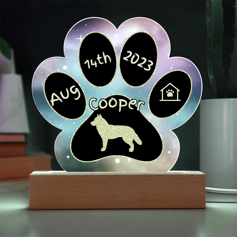 Alaskan Husky Gotcha Day plaque - 7" acrylic paw print personalized dog gift