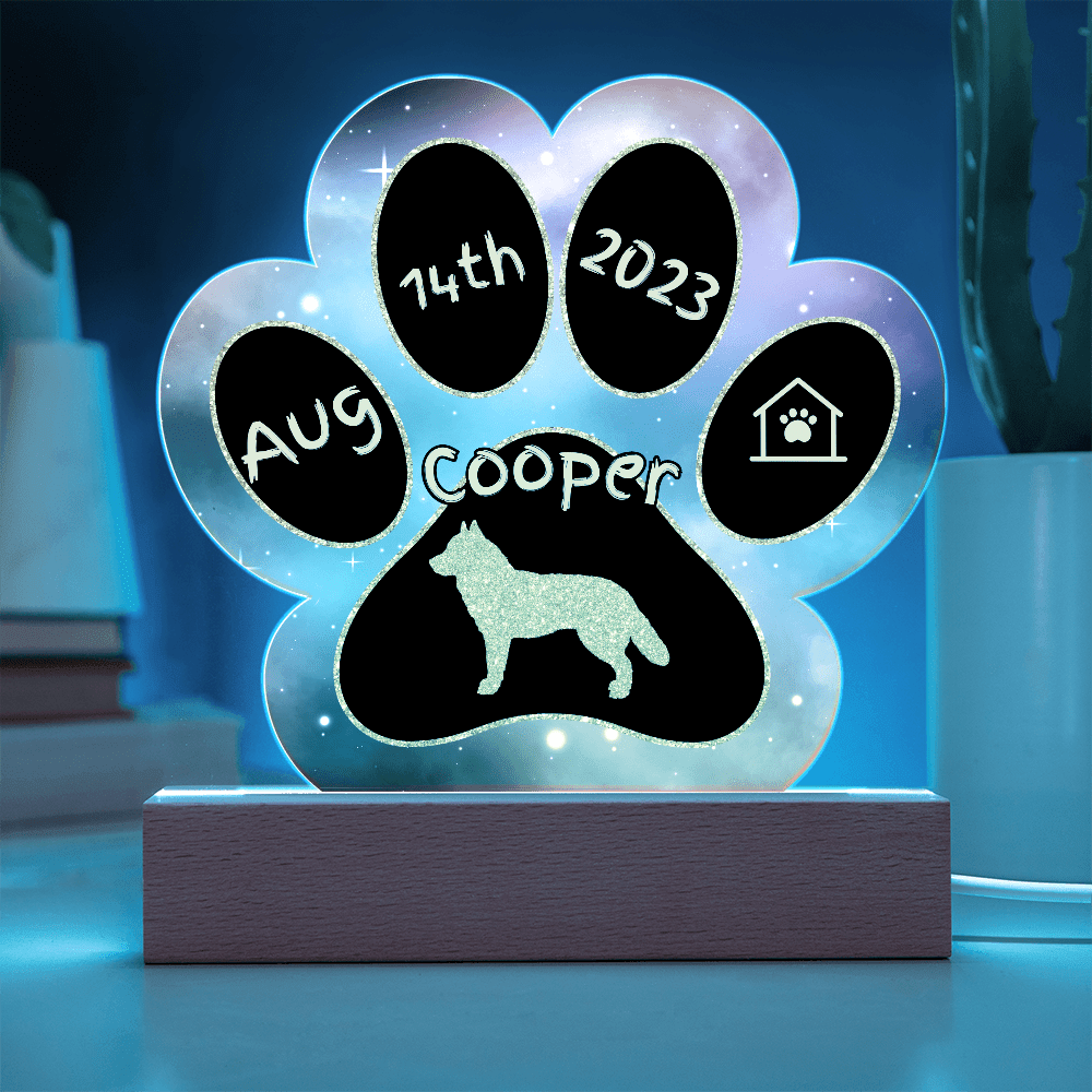 Alaskan Husky Gotcha Day plaque - 7" acrylic paw print personalized dog gift