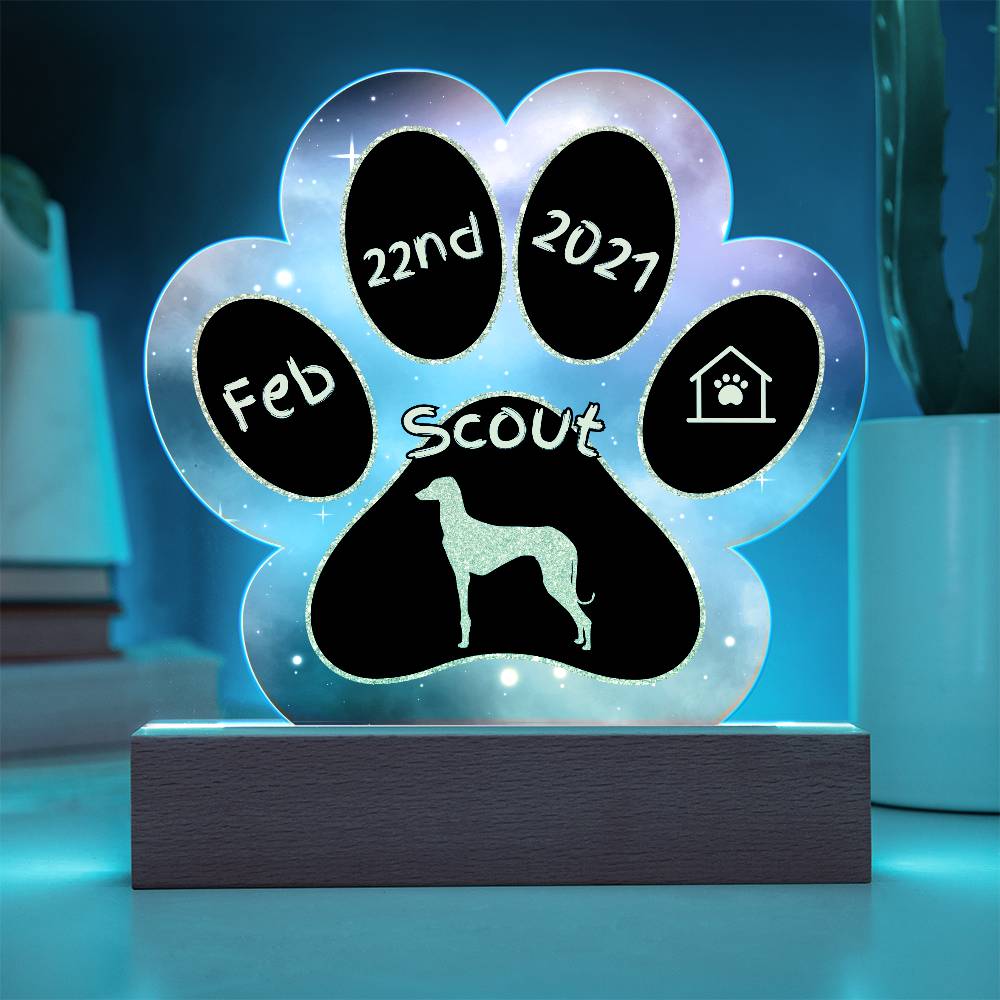 Azawakh Gotcha Day plaque - 7" personalized dog acrylic paw print keepsake