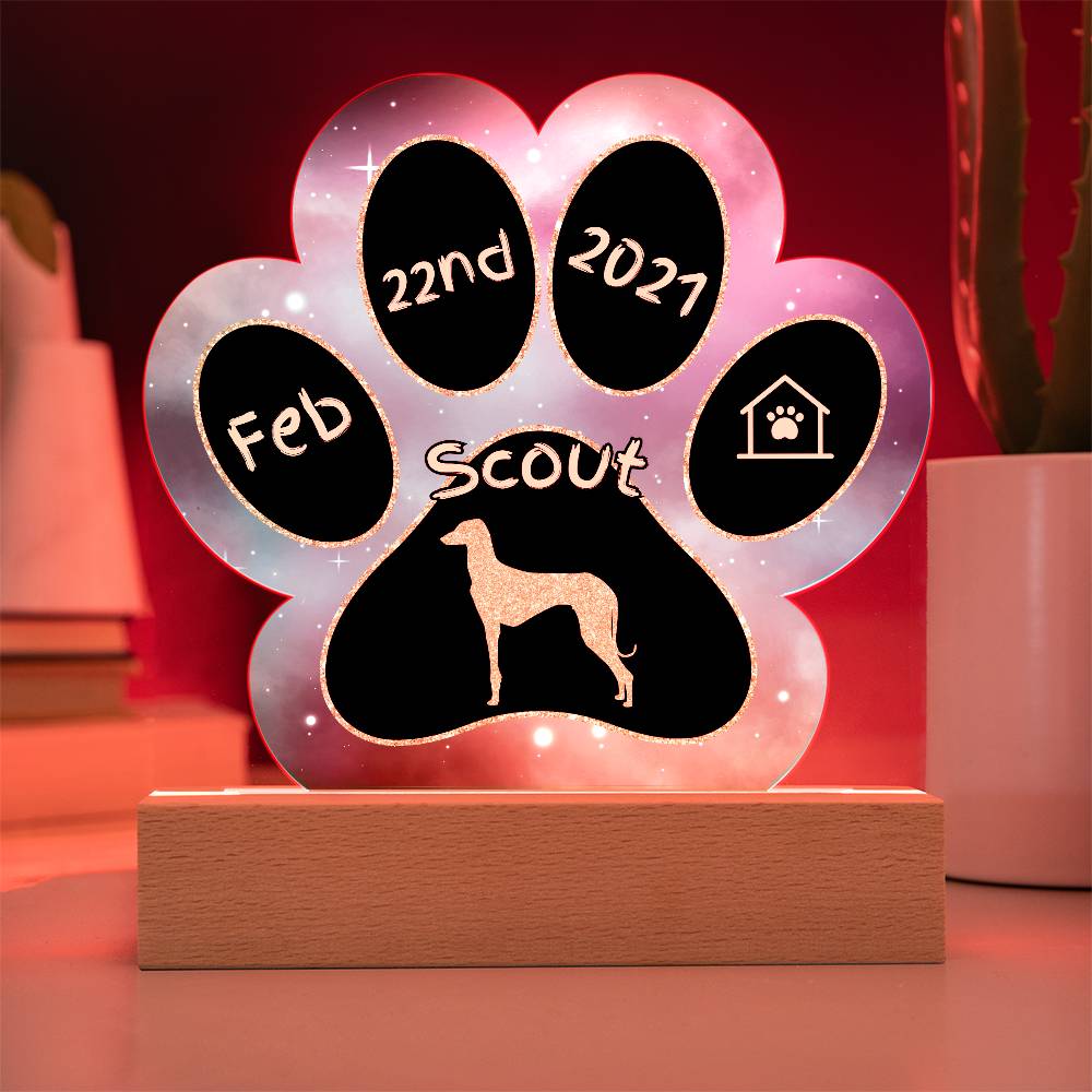 Azawakh Gotcha Day plaque - 7" personalized dog acrylic paw print keepsake
