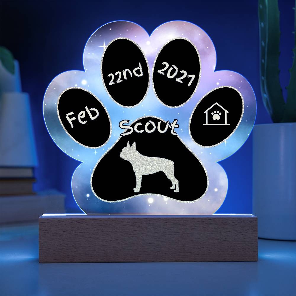 Boston Terrier Gotcha Day plaque - personalized 7" acrylic dog name sign
