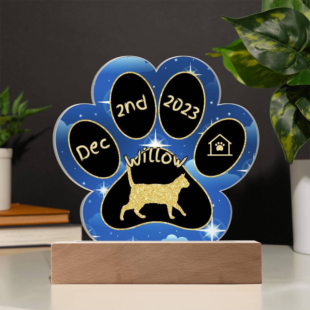Brazilian Shorthair Cat Gotcha Day Plaque - Custom 7" LED Acrylic Paw Print Adopted Cat Gift