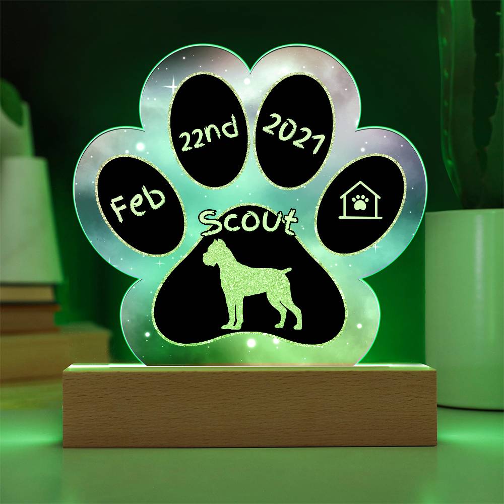 Cane Corso personalized Gotcha Day acrylic dog plaque - 7" paw print gift