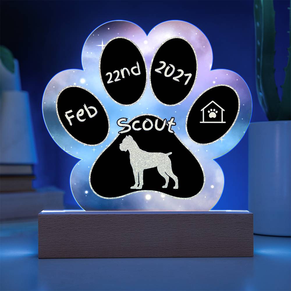 Cane Corso personalized Gotcha Day acrylic dog plaque - 7" paw print gift