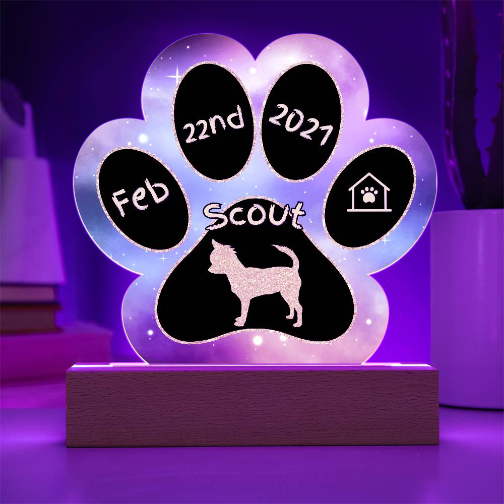 Chihuahua personalized Gotcha Day acrylic dog plaque - 7" paw print gift